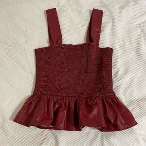 TCEC Red Smocked Peplum Crop Top